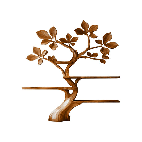 Verdelume Handcrafted Leaf-Branch Wooden Tree Bookshelf