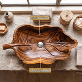 Verdelune Handcrafted Solid Wood Leaf Vessel Sink