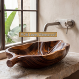 Verdelune Handcrafted Solid Wood Leaf Vessel Sink