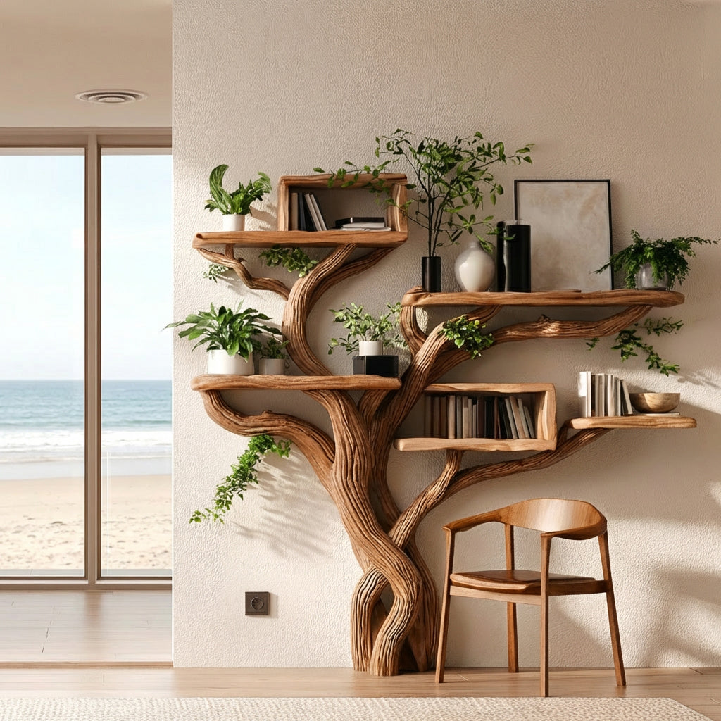 Verdelune Handcrafted Solid Wood Tree Bookshelf