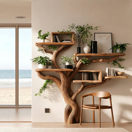 Verdelune Handcrafted Solid Wood Tree Bookshelf - Timberustic Tree Bookshelf