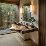 Verdena Live Edge Solid Wood Floating Bathroom Vanity with Integrated Sink - Timberustic Floating Bathroom Vanity with Integrated Sink