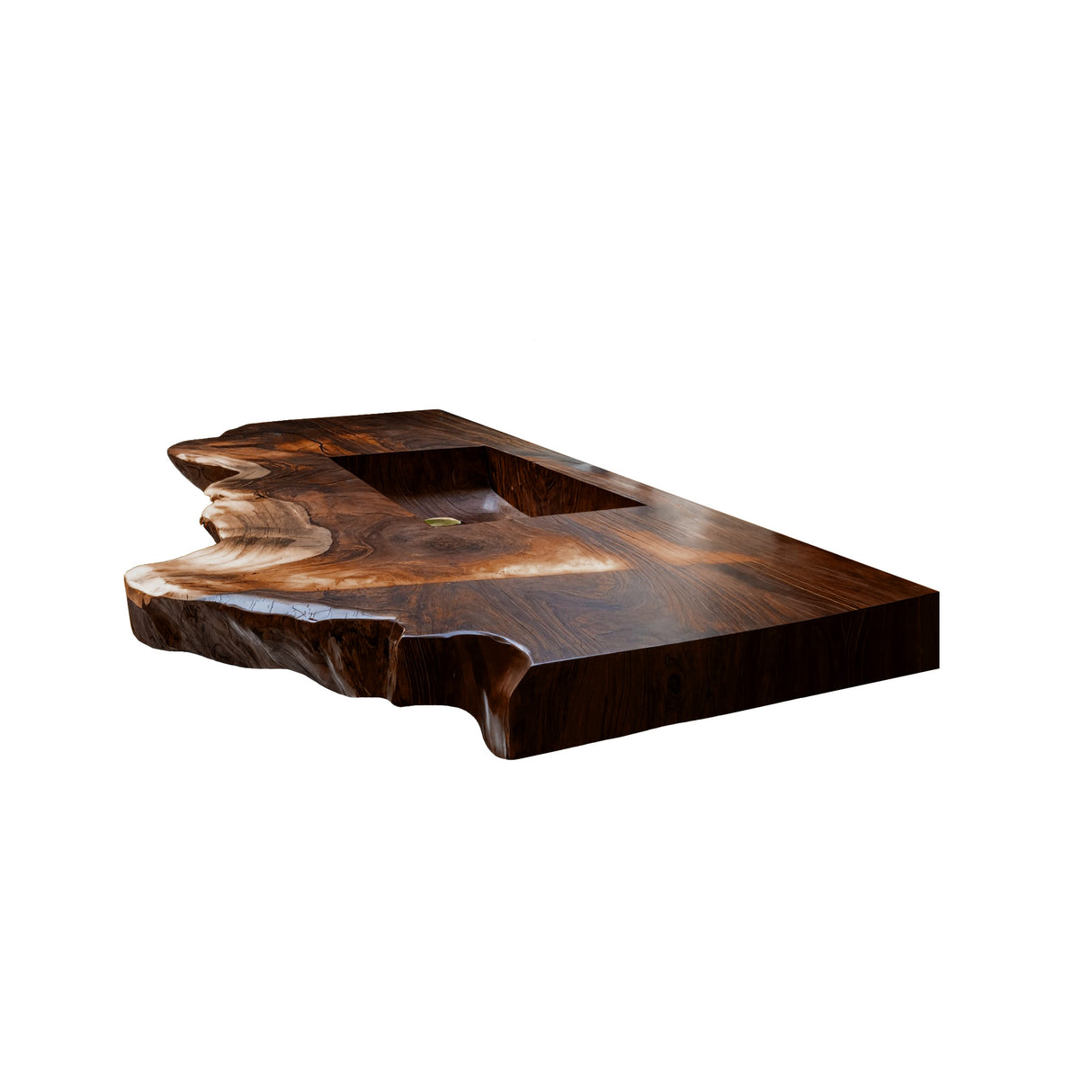 Verdena Live Edge Solid Wood Floating Bathroom Vanity with Integrated Sink Dark Walnut - Timberustic Floating Bathroom Vanity with Integrated Sink