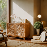 Verdorin Hand-Carved Solid Wood Sideboard Cabinet