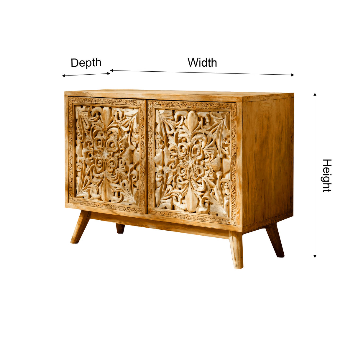 Verdorin Hand-Carved Solid Wood Sideboard Cabinet
