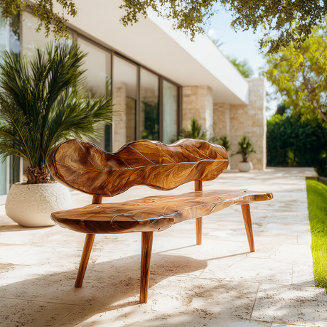 Verdura Leafform Handcrafted Outdoor Bench - Timberustic Bench