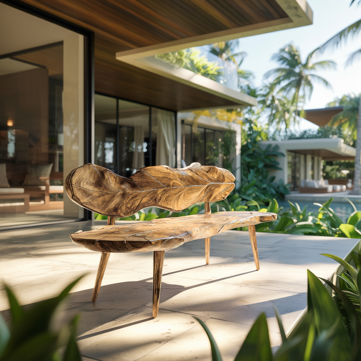 Verdura Leafform Handcrafted Outdoor Bench - Timberustic Bench