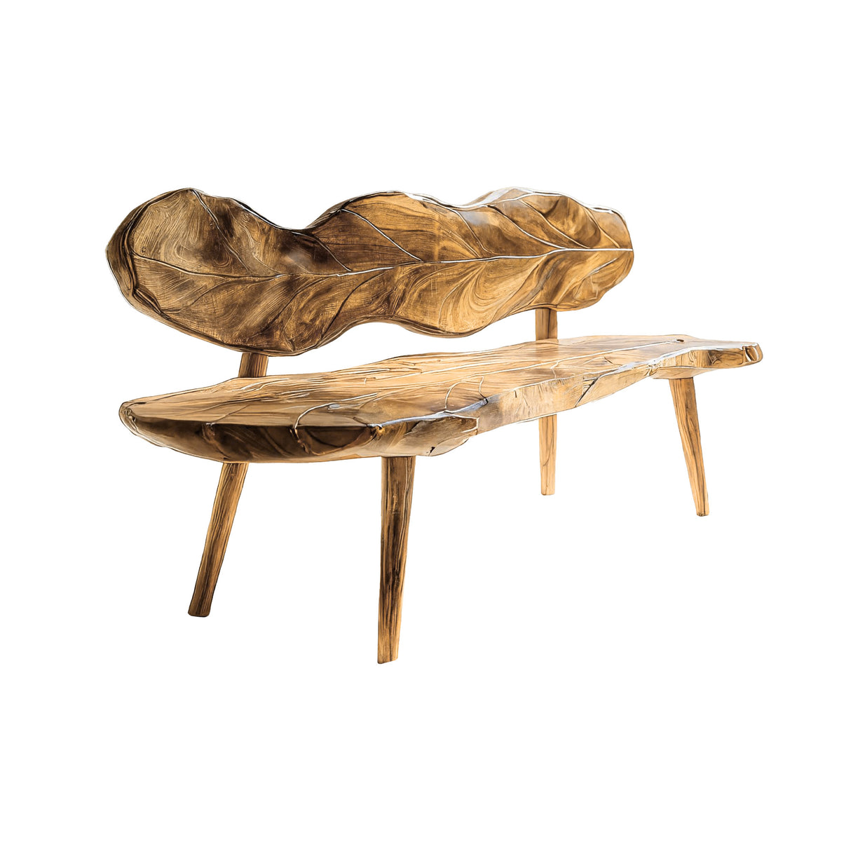 Verdura Leafform Handcrafted Outdoor Bench Natural Oak - Timberustic Bench