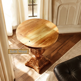 Veridan Sculpted Solid Wood Pedestal Stand - Timberustic Pedestal Stand