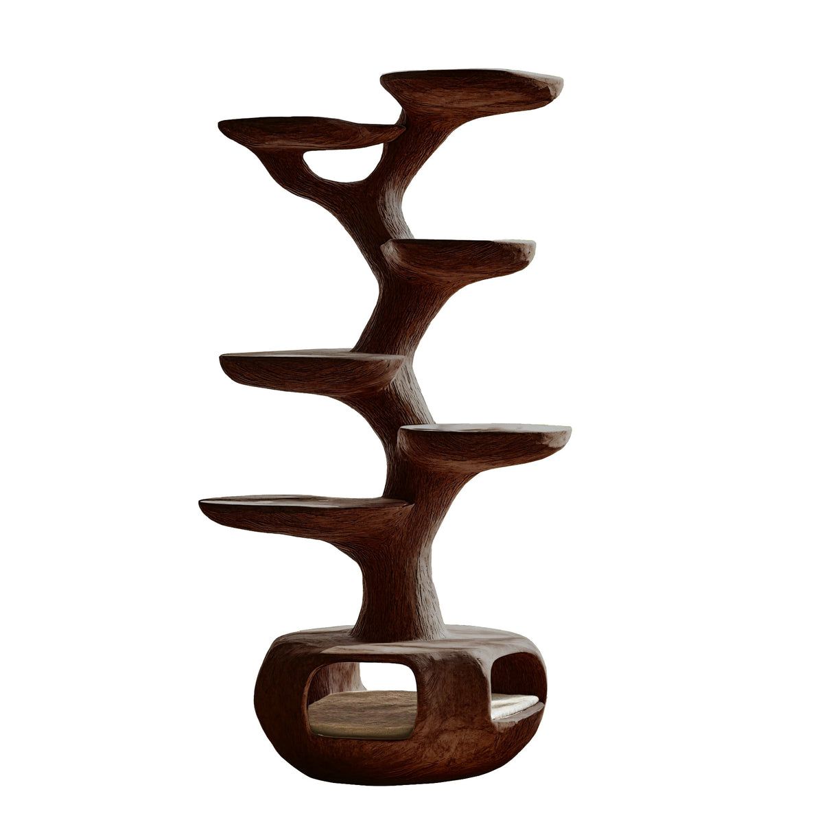 Vertis Sculpted Solid Wood Tree-Inspired Cat Tree Shelf Dark Walnut - Timberustic Tree-Inspired Cat Tree Shelf