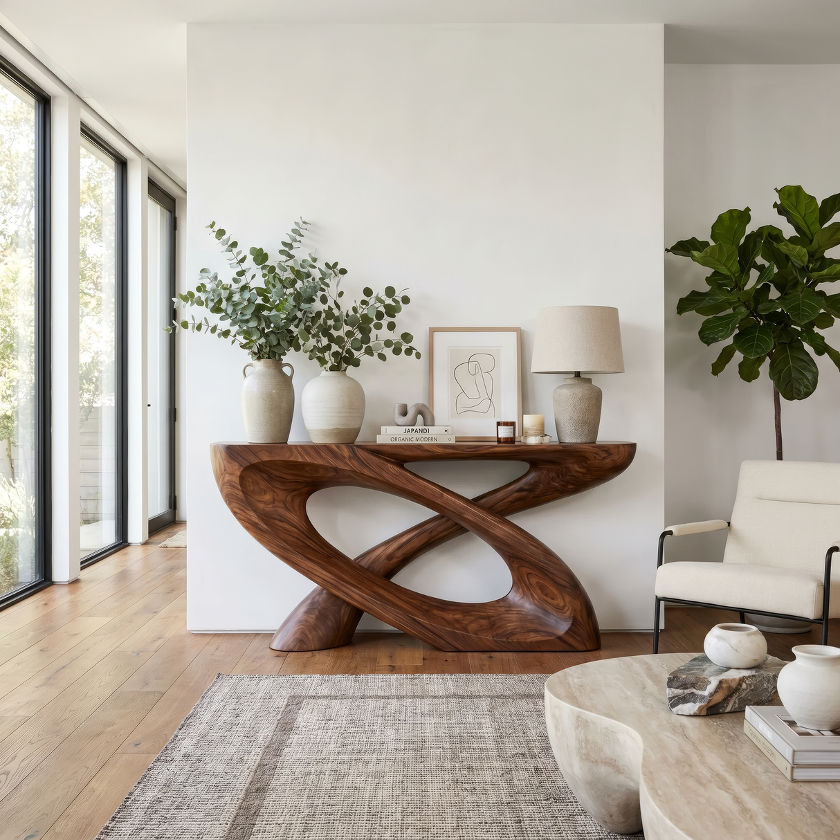 Veylora Sculpted Solid Wood Console Table - Timberustic Console Table