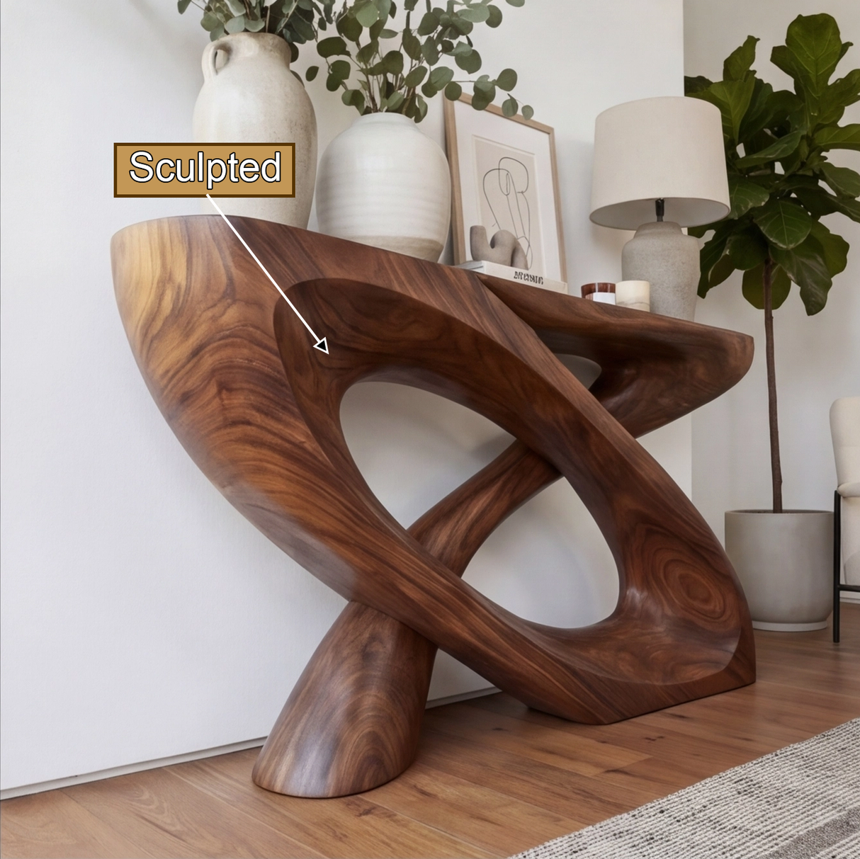Veylora Sculpted Solid Wood Console Table - Timberustic Console Table