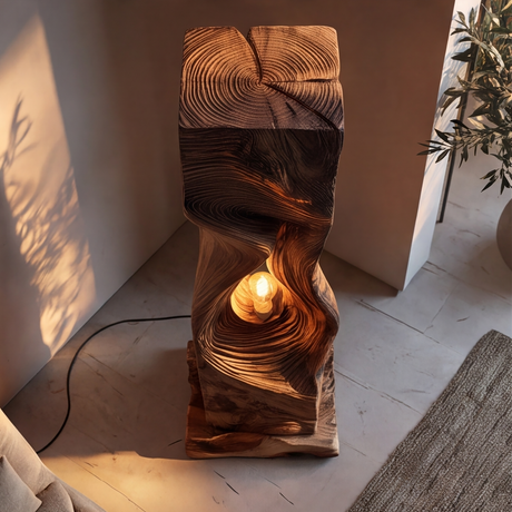 Veylora Sculpted Solid Wood Floor Lamp - Timberustic Floor Lamp