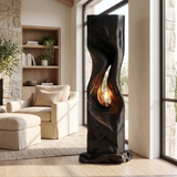 Veylora Sculpted Solid Wood Floor Lamp Black - Timberustic Floor Lamp