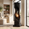 Veylora Sculpted Solid Wood Floor Lamp Black - Timberustic Floor Lamp