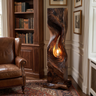 Veylora Sculpted Solid Wood Floor Lamp Dark Walnut - Timberustic Floor Lamp