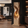 Veylora Sculpted Solid Wood Floor Lamp Natural Oak - Timberustic Floor Lamp