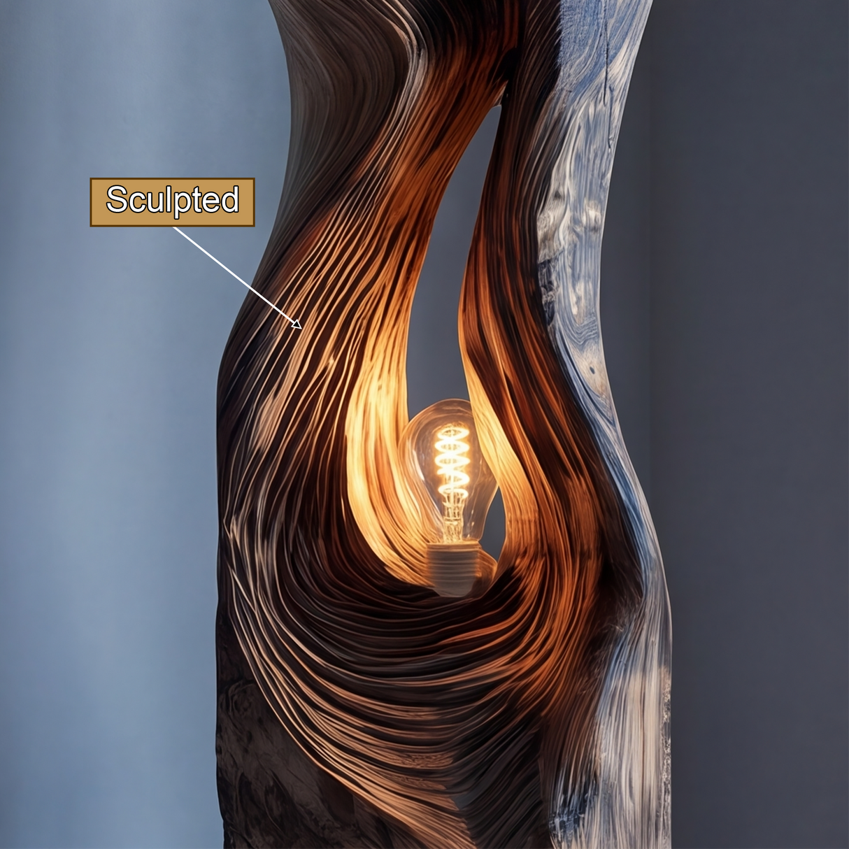 Veylora Sculpted Solid Wood Floor Lamp - Timberustic Floor Lamp