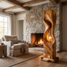 Veylora Sculpted Solid Wood Floor Lamp Teak - Timberustic Floor Lamp