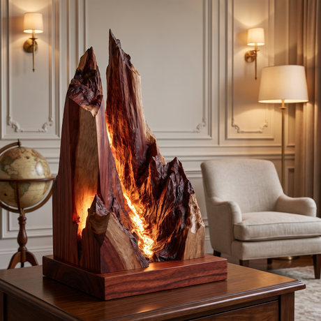 Veylorn Sculpted Mountain Table Lamp Mahogany - Timberustic Table Lamp