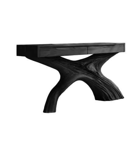 Veylorn Sculpted Solid Wood Console Table Black - Timberustic Console Table