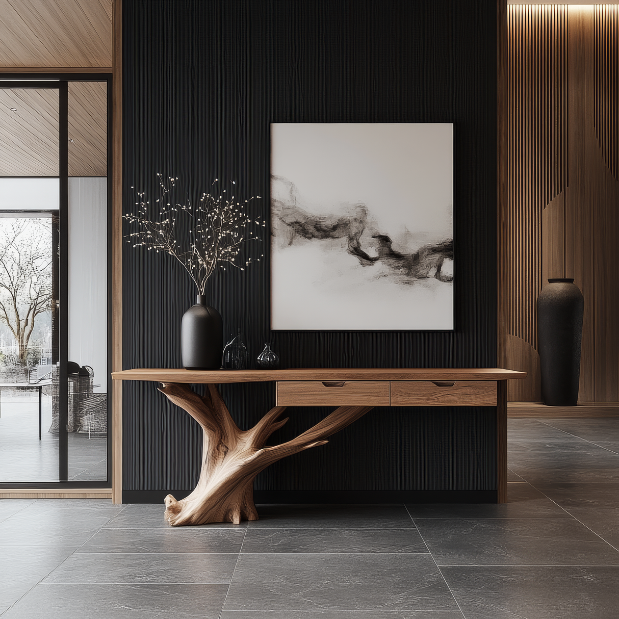 Veylthor Solid Wood Sculpted Console Table - Timberustic Console Table