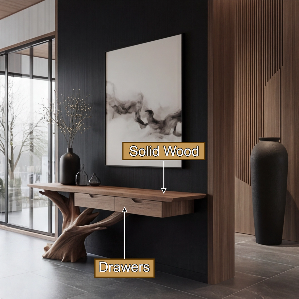 Veylthor Solid Wood Sculpted Console Table - Timberustic Console Table