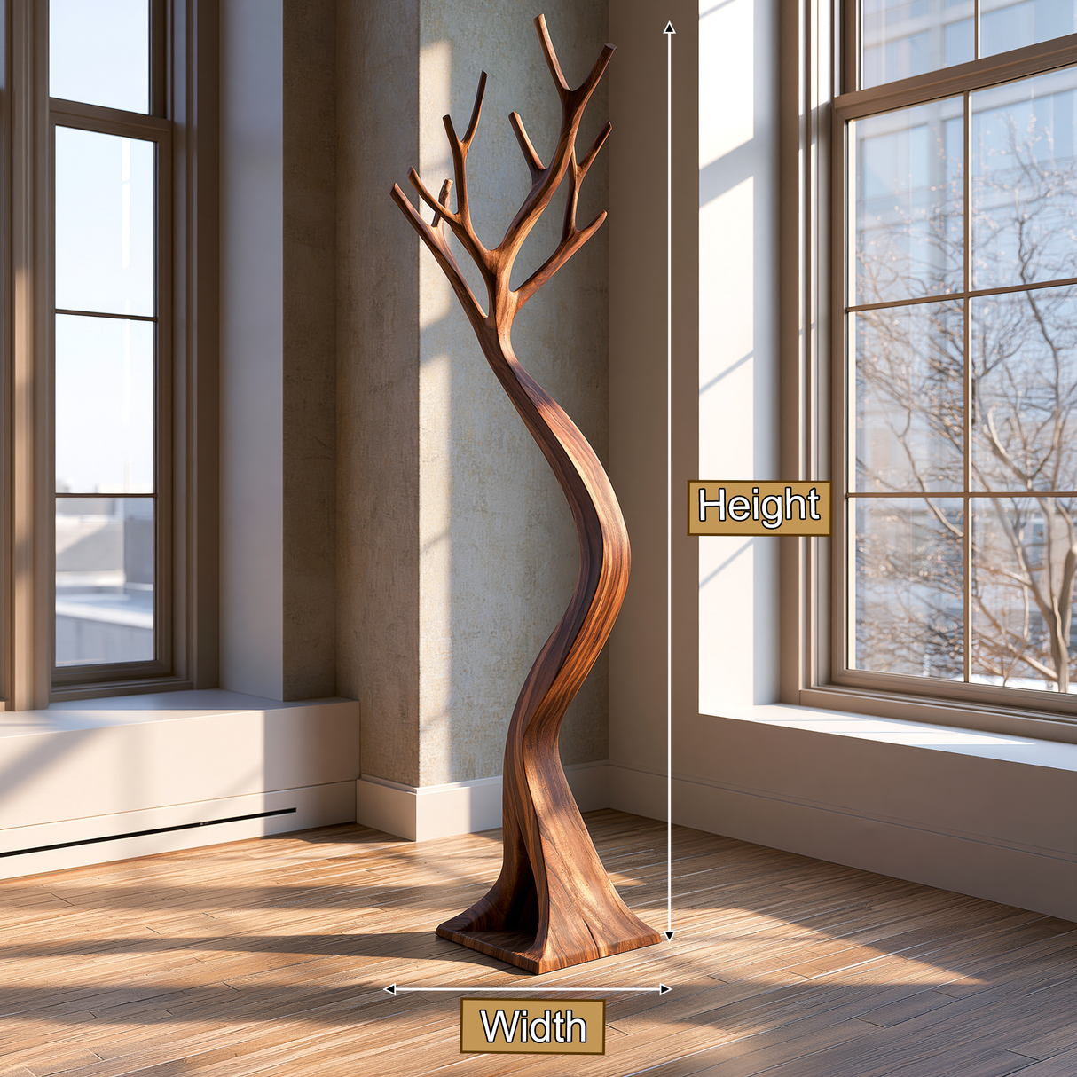 Veylthorn Sculpted Solid Wood Tree Coat Rack - Timberustic Tree Coat Rack