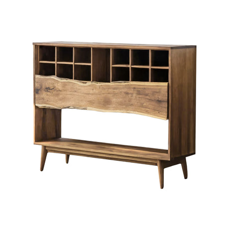 Veyra Live Edge Solid Wood Wine Rack Cabinet