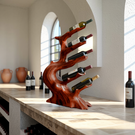 Veyra Sculptural Treeform Solid Wood Wine Rack