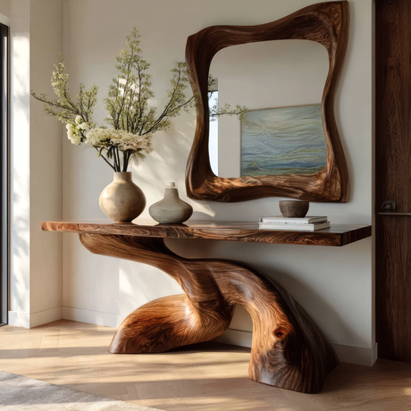 Veyrona Sculpted Solid Wood Console Table - Timberustic Console Table