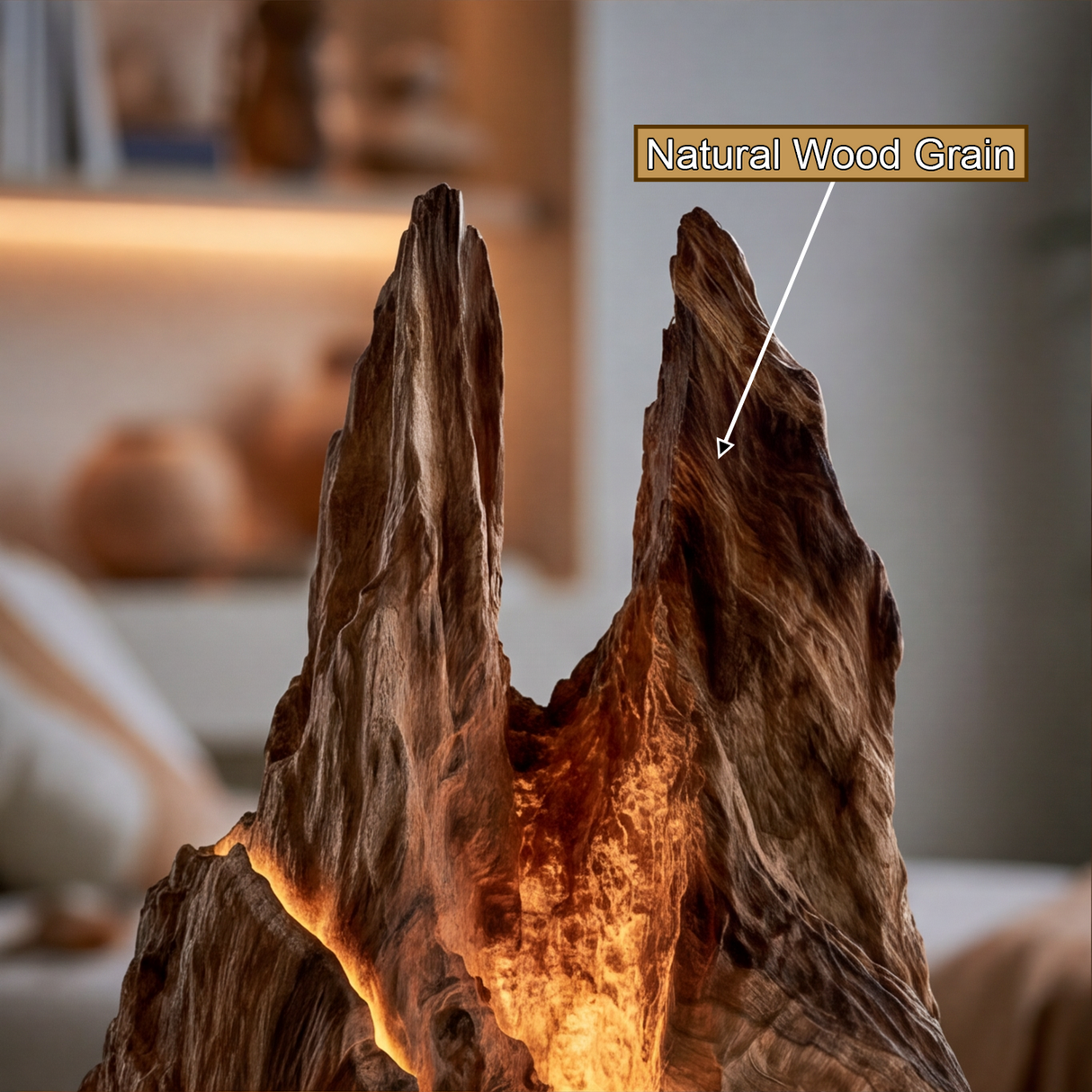 Veyrune Sculpted Solid Wood Mountain Table Lamp