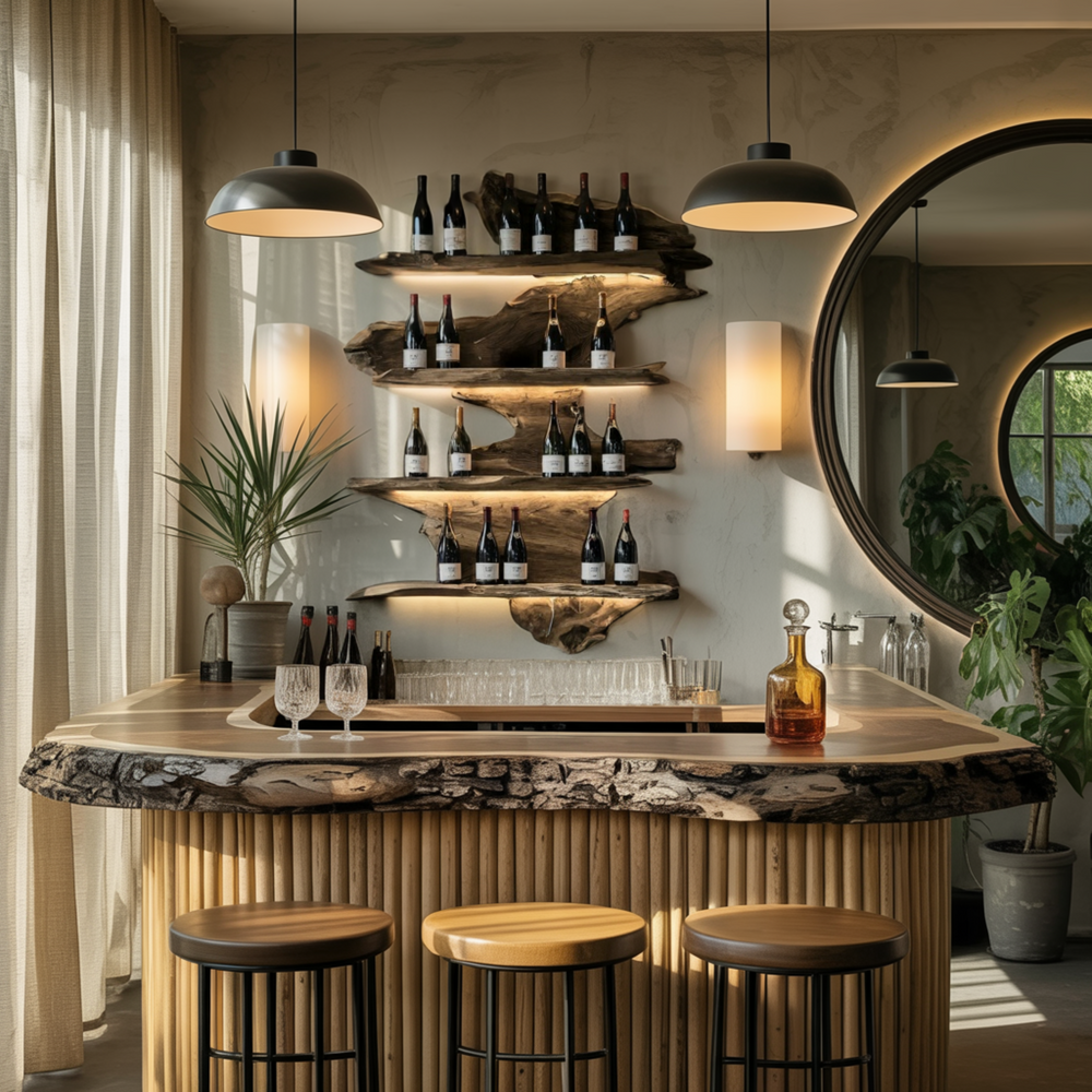 Vineflow Live Edge Floating Wine Rack Holder – Organic Modern Wall Wine ...