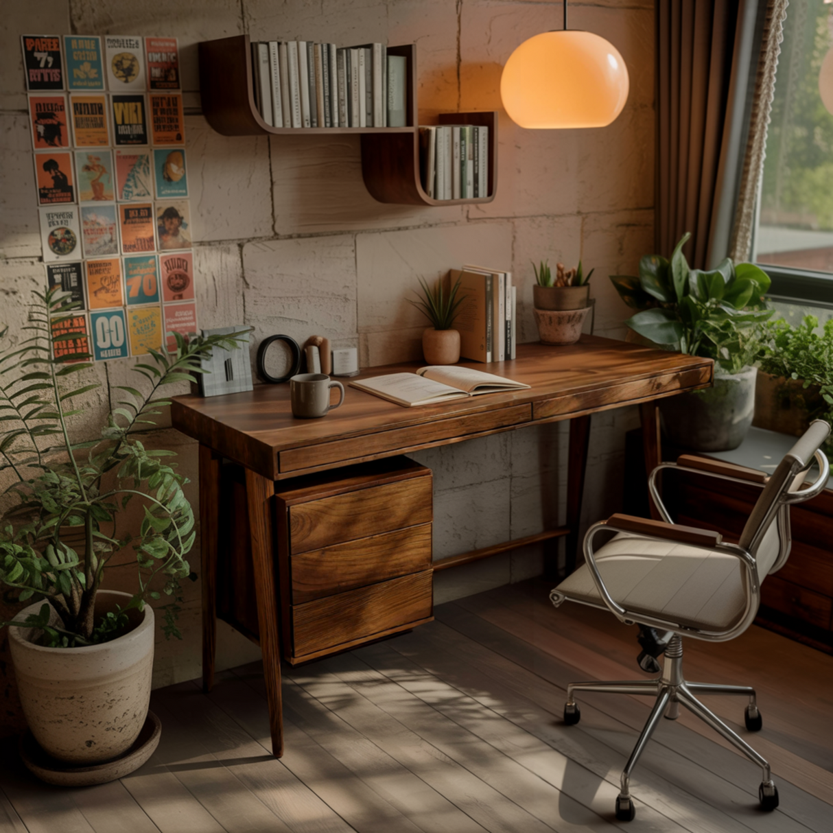 Viora Modern Handcrafted Solid Wood Desk with Drawers