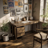 Viora Modern Handcrafted Solid Wood Desk with Drawers