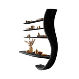 Virel Curve Solid Wood Floating Display Shelf Black - Timberustic Display Shelf