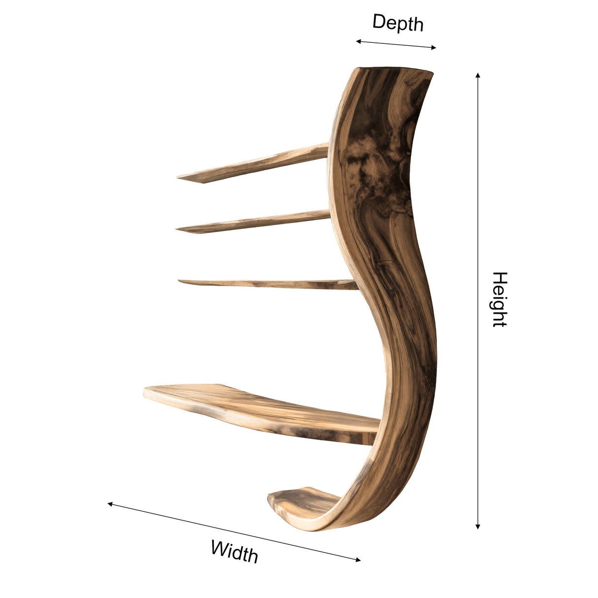 Virel Curve Solid Wood Floating Display Shelf - Timberustic Display Shelf
