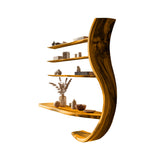 Virel Curve Solid Wood Floating Display Shelf Teak - Timberustic Display Shelf