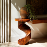 Virel Fluid Twist Solid Wood Pedestal Stand - Timberustic Pedestal Stand
