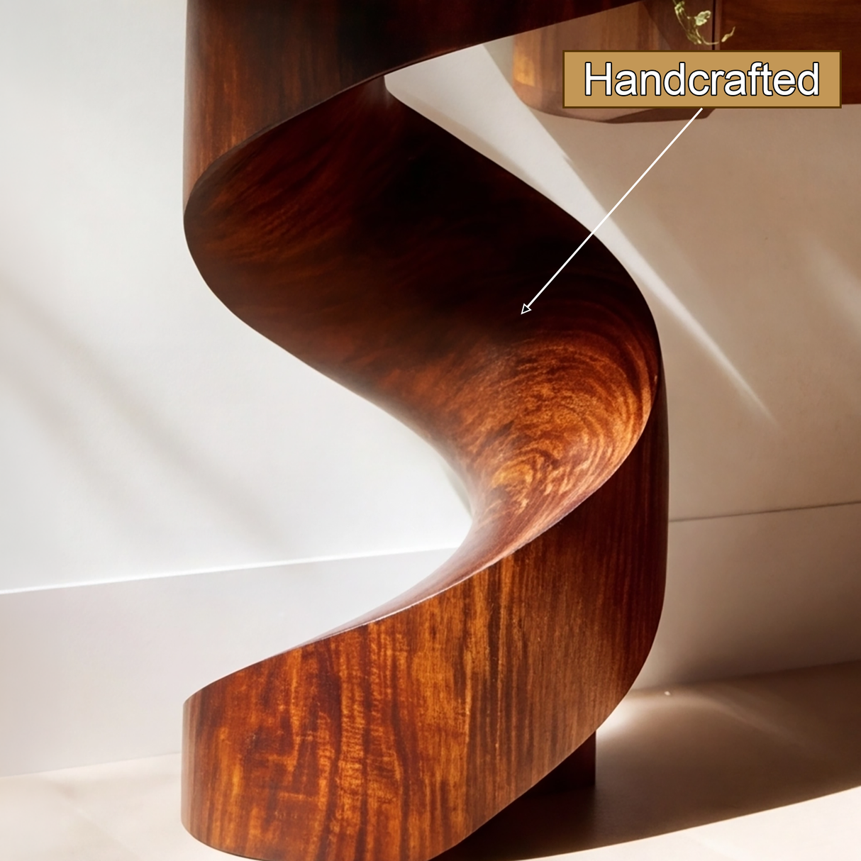 Virel Fluid Twist Solid Wood Pedestal Stand - Timberustic Pedestal Stand