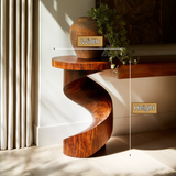 Virel Fluid Twist Solid Wood Pedestal Stand - Timberustic Pedestal Stand