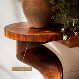 Virel Fluid Twist Solid Wood Pedestal Stand - Timberustic Pedestal Stand
