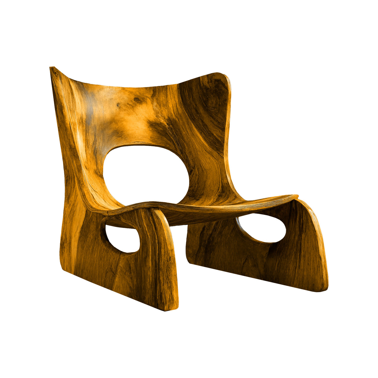 Virel Hollow Sculpted Solid Wood Lounge Chair Teak - Timberustic Lounge Chair