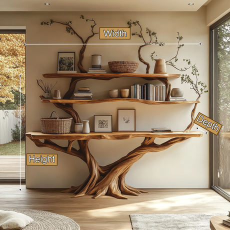 Virelia Sculpted Solid Wood Console Table with Shelves - Timberustic Console Table with Shelves