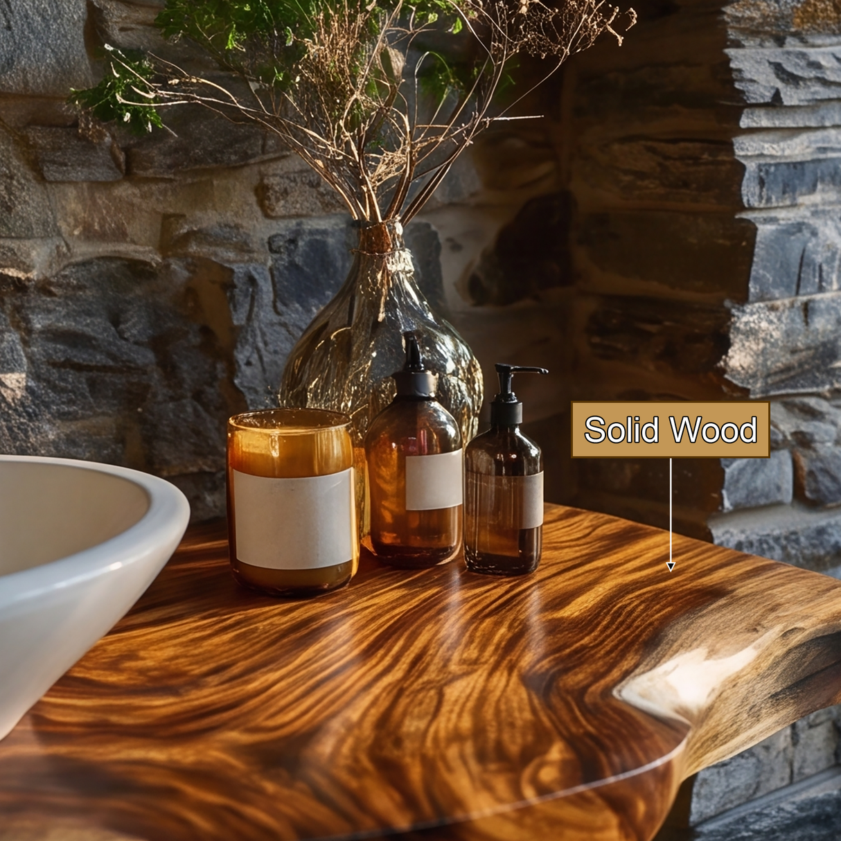Virelith Handcrafted Solid Wood Freestanding Bathroom Vanity