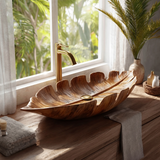 Virelith Handcrafted Solid Wood Leaf Vessel Sink
