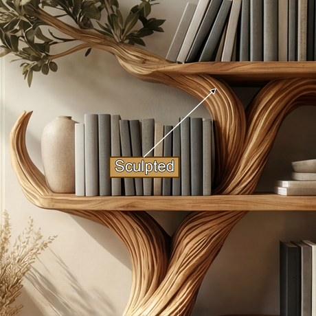 Virelith Sculpted Solid Wood Tree Bookshelf with Drawers - Timberustic Tree Bookshelf