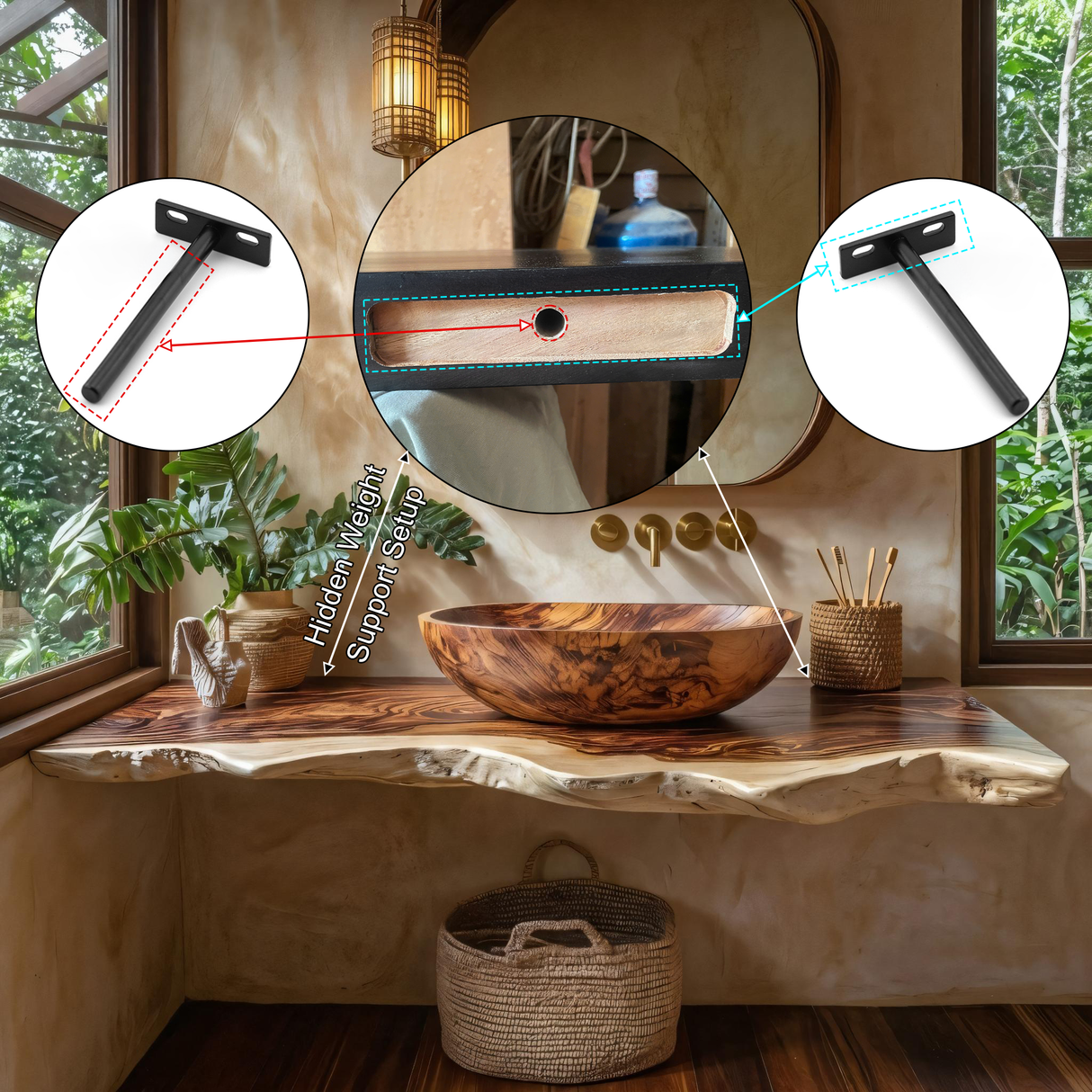 Virella Live Edge Solid Wood Floating Bathroom Vanity SPA128587 - Timberustic Floating Bathroom Vanity