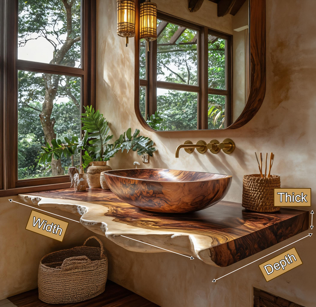 Virella Live Edge Solid Wood Floating Bathroom Vanity SPA128587 - Timberustic Floating Bathroom Vanity
