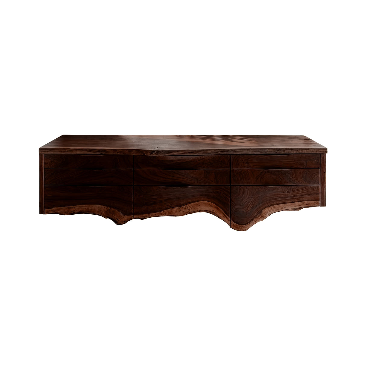 Virella Live Edge Solid Wood Floating Bathroom Vanity with Drawers Dark Walnut - Timberustic Floating Bathroom Vanity With Drawers